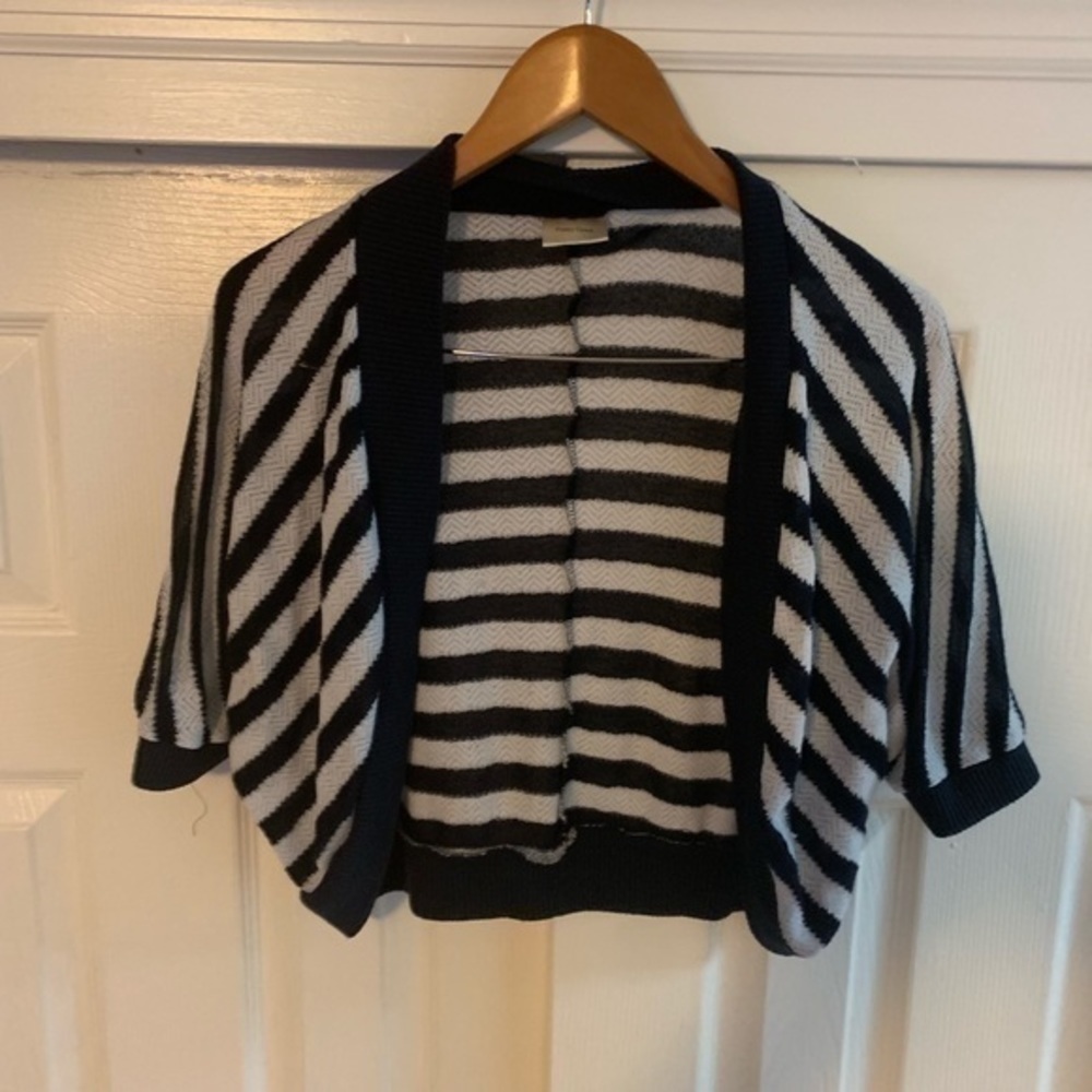 Cropped Navy Blue & White Cardigan‎ Medium